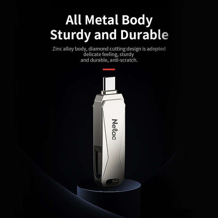 Netac U782C 128GB USB-C / Type-C + USB 3.0 360 Degrees Rotation Zinc Alloy Flash Drive OTG U Disk