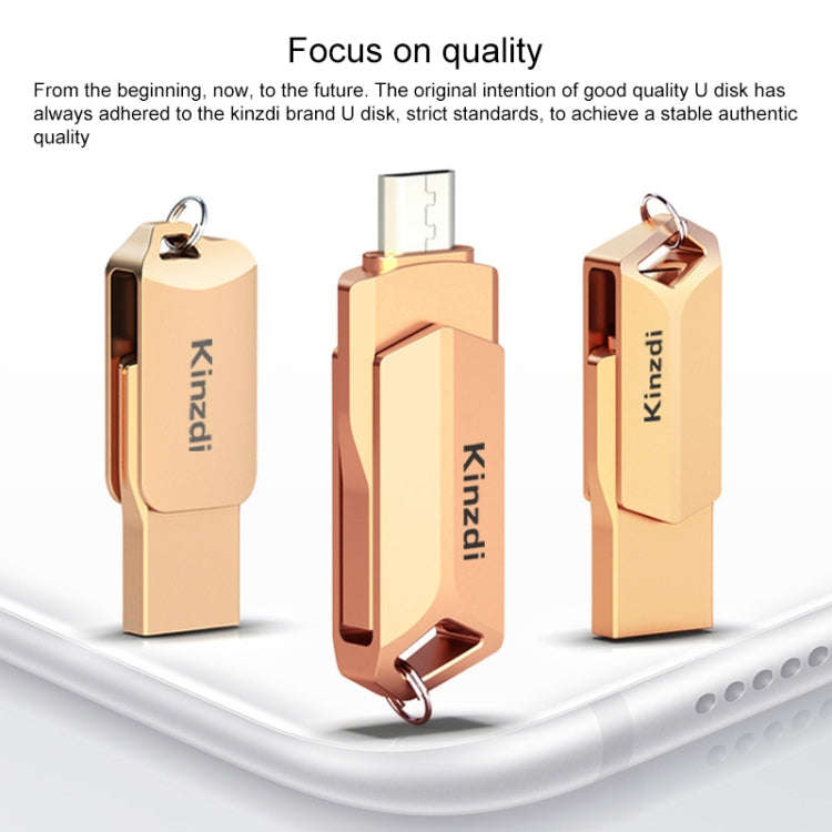 Kinzdi 32GB USB 2.0 Android Phone & Computer Dual-use Rotary Metal U Disk V8 (Silver)