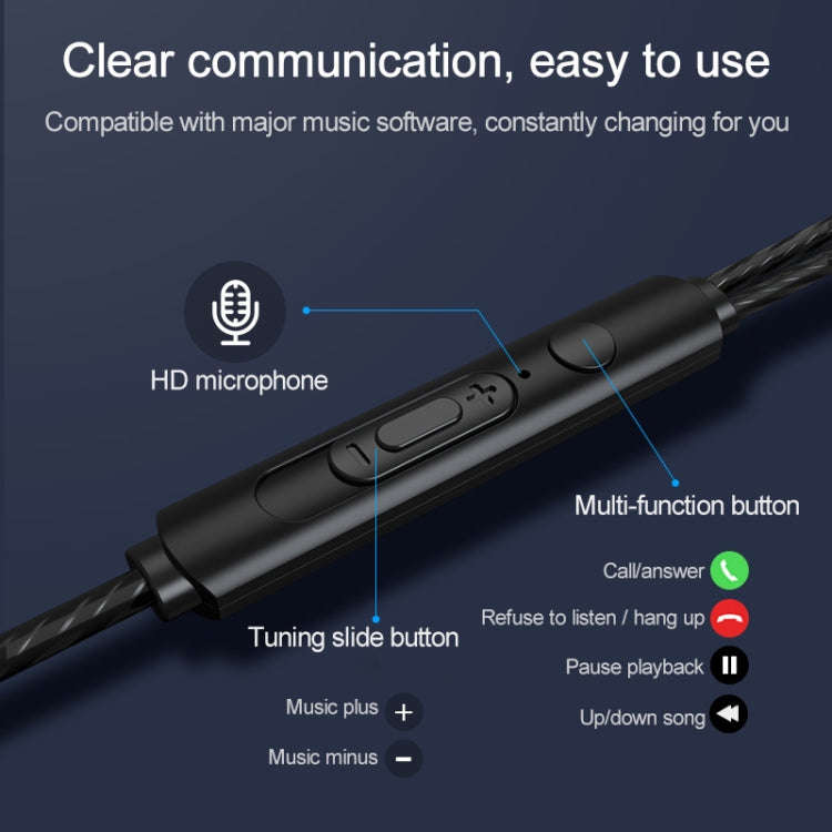 USB-C / Type-C Interface In Ear Wired Mega Bass Earphone with Mic (Black)