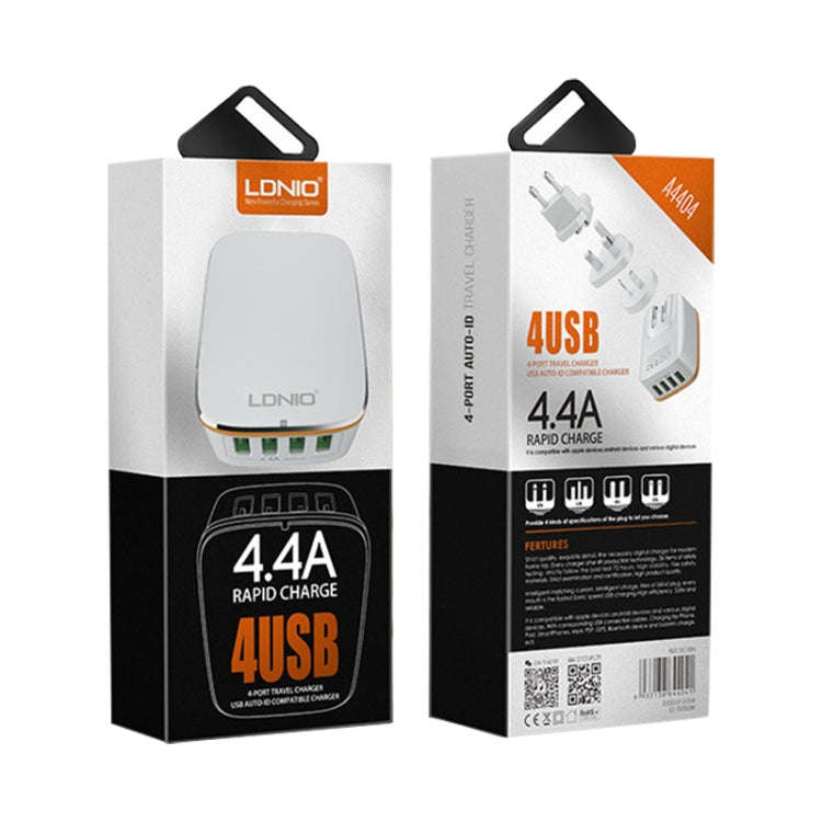 LDNIO A4404 4.4A 4 x USB Ports Smart Travel Charger, US Plug