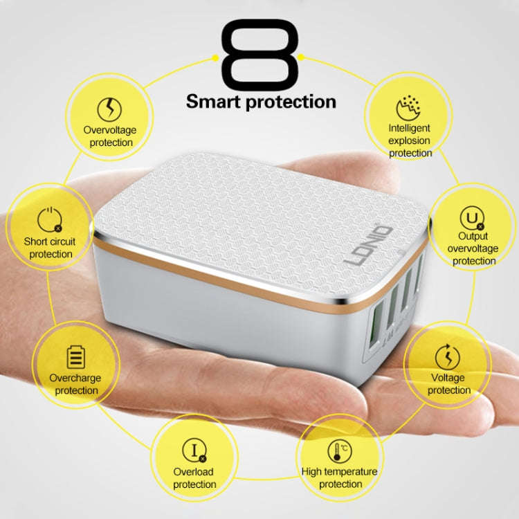LDNIO A4404 4.4A 4 x USB Ports Smart Travel Charger, US Plug