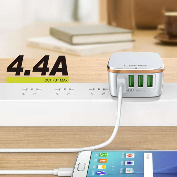 LDNIO A4404 4.4A 4 x USB Ports Smart Travel Charger, US Plug