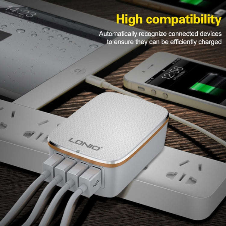 LDNIO A4404 4.4A 4 x USB Ports Smart Travel Charger, US Plug