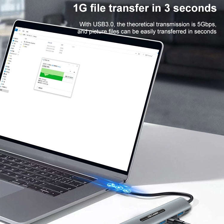 V157A 7 in 1 USB-C / Type-C to PD + USB 3.0 x 3 + SD + TF + HDMI Ports HUB Docking Station & Card...