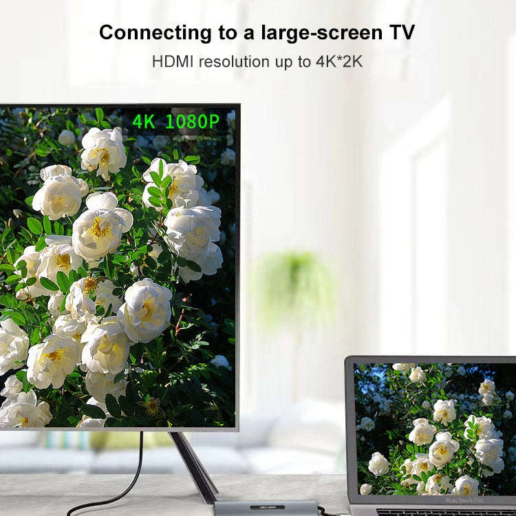 V157A 7 in 1 USB-C / Type-C to PD + USB 3.0 x 3 + SD + TF + HDMI Ports HUB Docking Station & Card...
