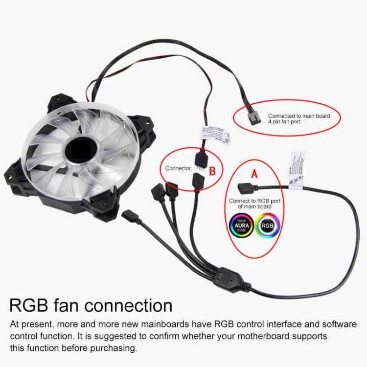 3 Pin 5V 1 to 5 Motherboard AURA RGB PC Cooling Extension Cable for Asus (Black)