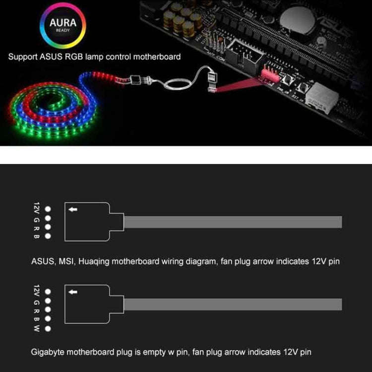 3 Pin 5V 1 to 5 Motherboard AURA RGB PC Cooling Extension Cable for Asus (Black)