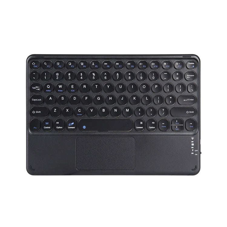 250C 10 inch Universal Tablet Round Keycap Wireless Bluetooth Keyboard with Touch Panel (Black)