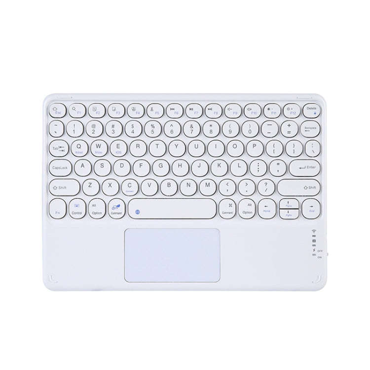 250C 10 inch Universal Tablet Round Keycap Wireless Bluetooth Keyboard with Touch Panel (White)