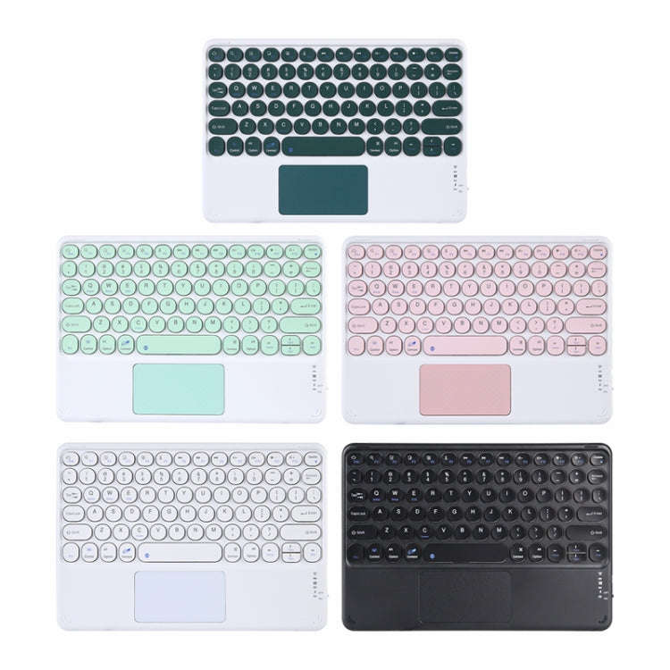 250C 10 inch Universal Tablet Round Keycap Wireless Bluetooth Keyboard with Touch Panel (Green)