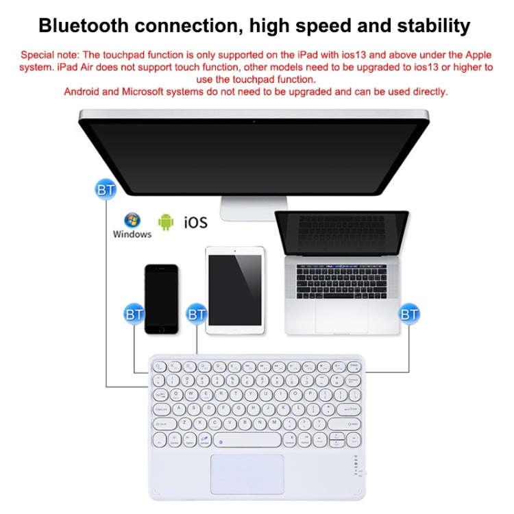 250C 10 inch Universal Tablet Round Keycap Wireless Bluetooth Keyboard with Touch Panel (Green)