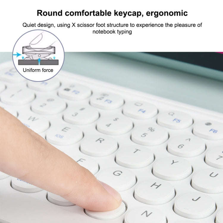 250C 10 inch Universal Tablet Round Keycap Wireless Bluetooth Keyboard with Touch Panel (Green)