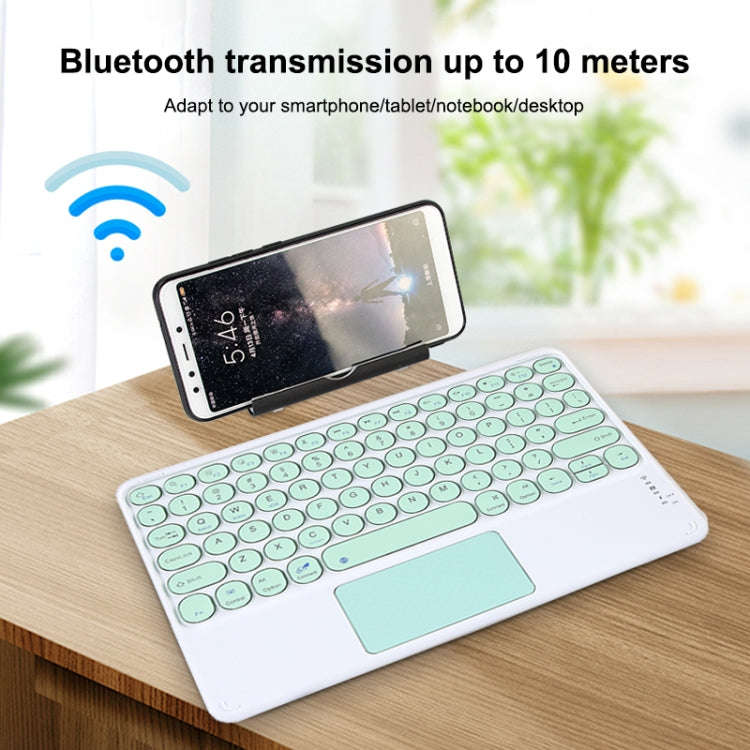 250C 10 inch Universal Tablet Round Keycap Wireless Bluetooth Keyboard with Touch Panel (Green)