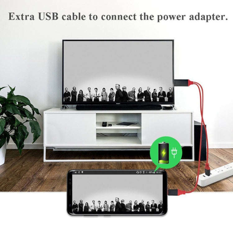 2 in 1 USB-C / Type-C + USB Power Supply Interface to 4K x 2K Ultra HD HDMI Video Cable, Length: 2m