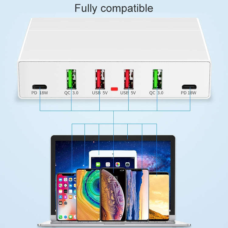 X5 6 In 1 Multi-function USB Quick Charging Station Smart Socket Holder Stand