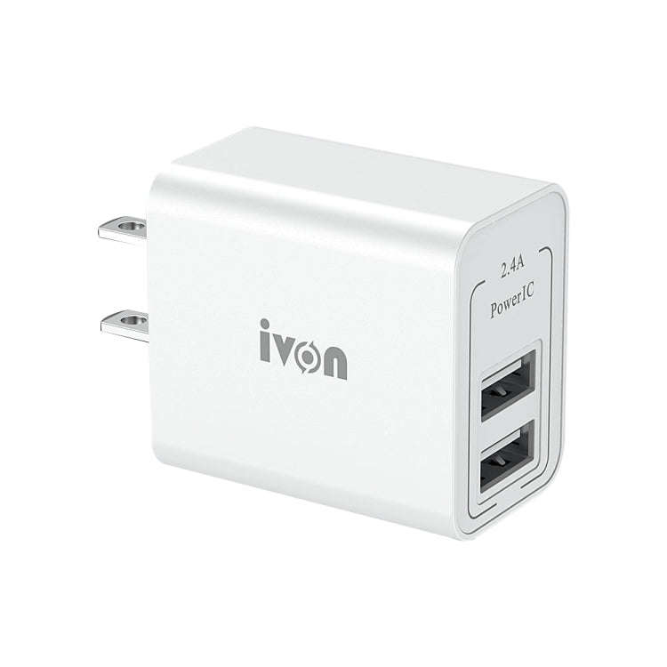 IVON AD36 12W 2.4A Dual USB Port Travel Charger, US Plug