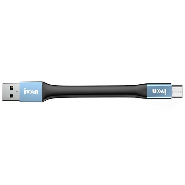 IVON CA90 3.1A Max USB to USB-C / Type-C Portable Data Cable with Ring, Length: 14.5cm (Dark Gray)