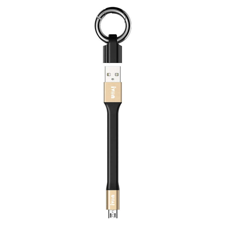 IVON CA90 3.1A Max USB to Micro USB Portable Data Cable with Ring, Length: 14.5cm (Champagne Gold)
