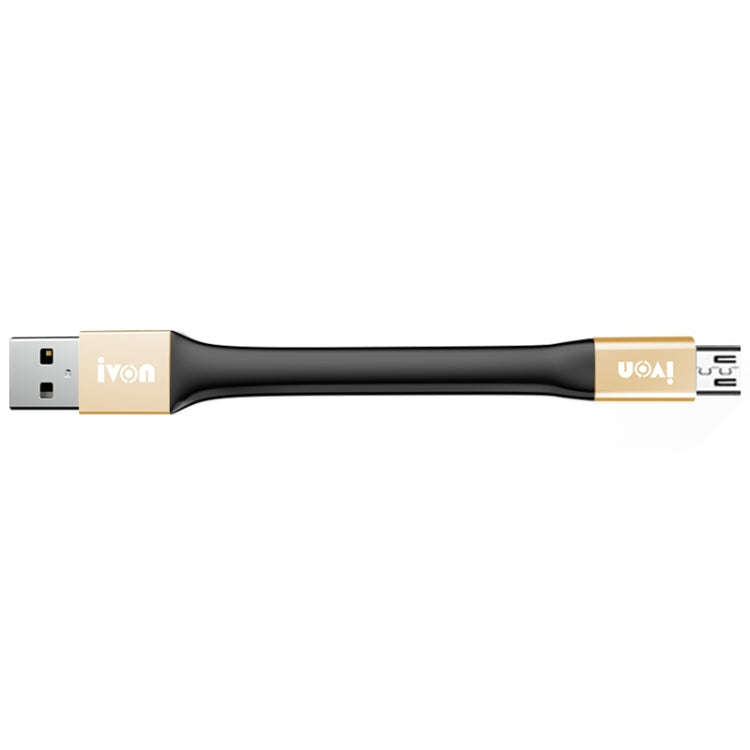 IVON CA90 3.1A Max USB to Micro USB Portable Data Cable with Ring, Length: 14.5cm (Champagne Gold)