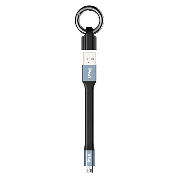 IVON CA90 3.1A Max USB to Micro USB Portable Data Cable with Ring, Length: 14.5cm (Dark Gray)