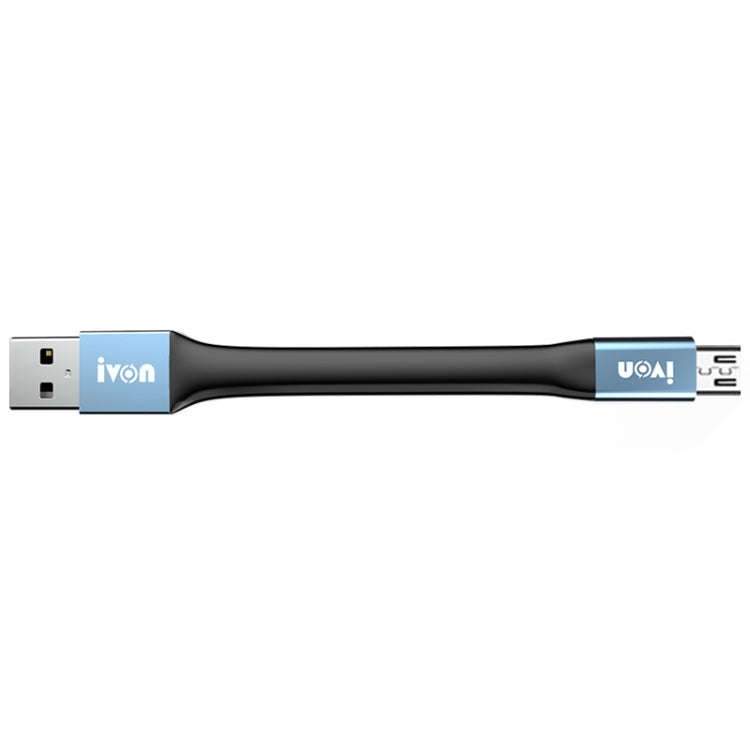 IVON CA90 3.1A Max USB to Micro USB Portable Data Cable with Ring, Length: 14.5cm (Dark Gray)