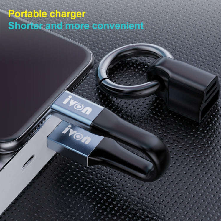 IVON CA90 3.1A Max USB to Micro USB Portable Data Cable with Ring, Length: 14.5cm (Champagne Gold)