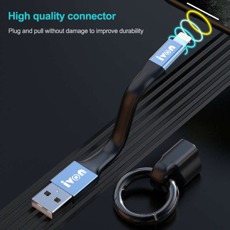 IVON CA90 3.1A Max USB to Micro USB Portable Data Cable with Ring, Length: 14.5cm (Champagne Gold)