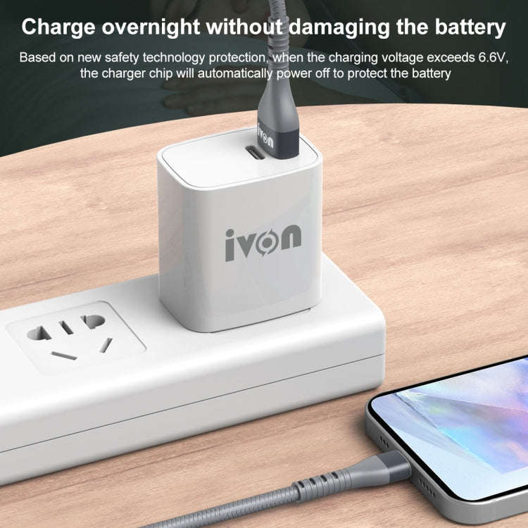 IVON CA92 2.4A Max USB to Micro USB Rubber Fast Charging Data Cable, Length: 1.5m (Grey)