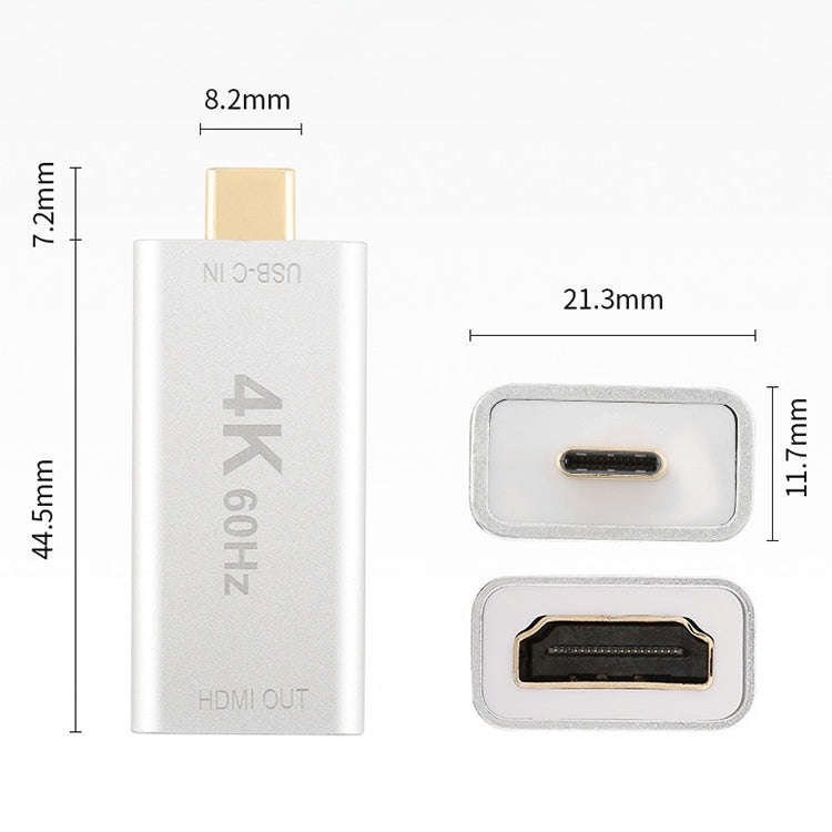 USB-C / Type-C Male to HDMI Female Aluminum-magnesium Alloy Adapter (Gold)