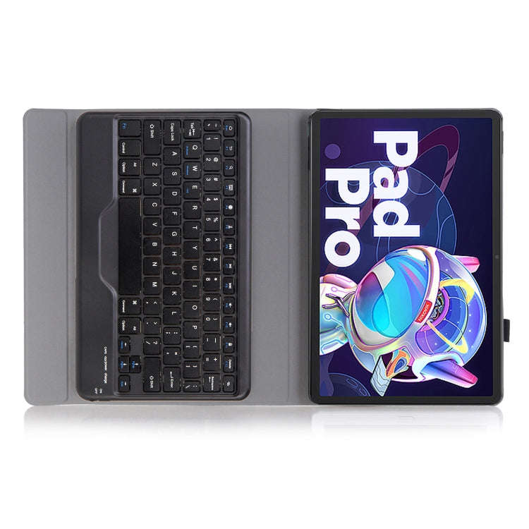 AM20-B Lambskin Texture Ultra-thin Bluetooth Keyboard Leather Tablet Case For Lenovo Xiaoxin Pad ...