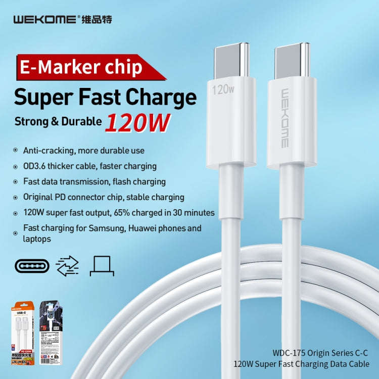 WK WDC-175 120W USB-C/Type-C to USB/Type-C Fast Charge Data Cable, Length: 1.2m
