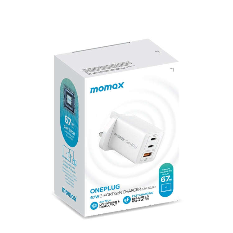 MOMAX UM30 PD 67W Fast Charger Power Adapter, UK Plug(White)