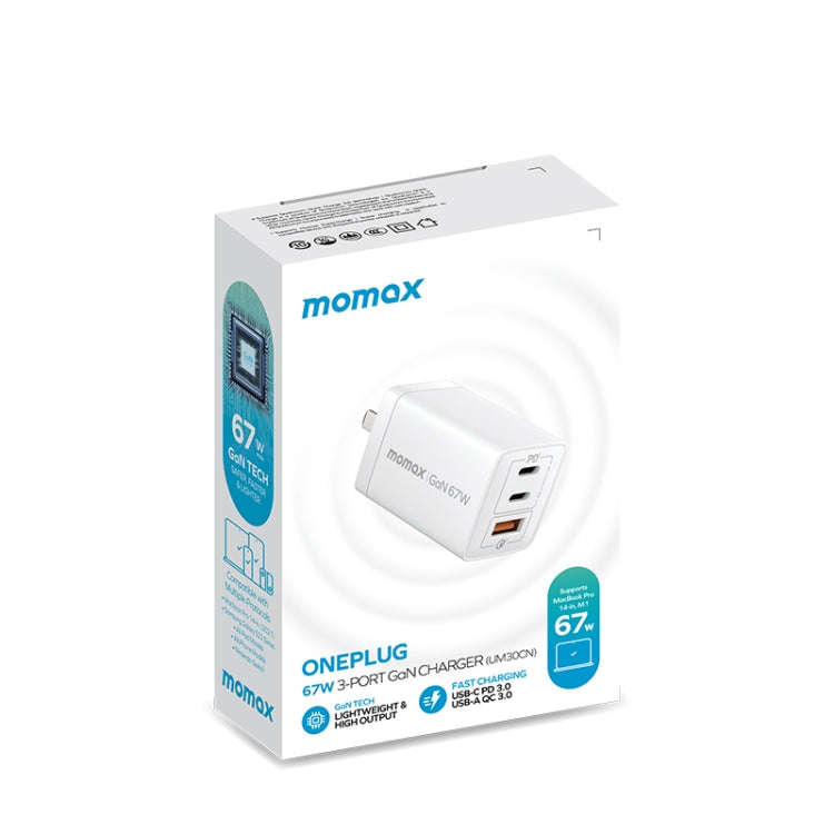 MOMAX UM30 PD 67W Fast Charger Power Adapter, CN Plug(Black)