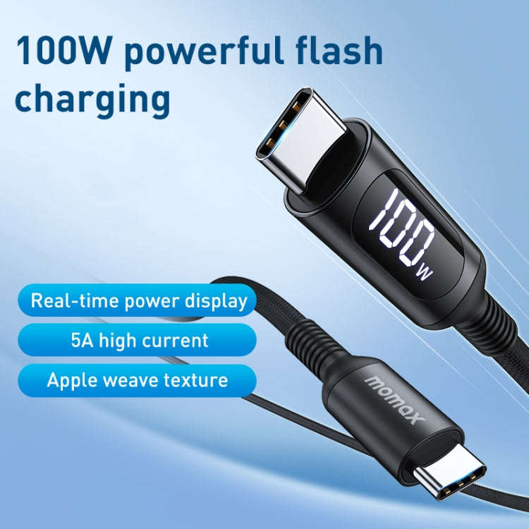 MOMAX DC22 1.2m USB-C / Type-C to USB-C / Type-C PD 100W Digital Display Braided Data Sync Charge...