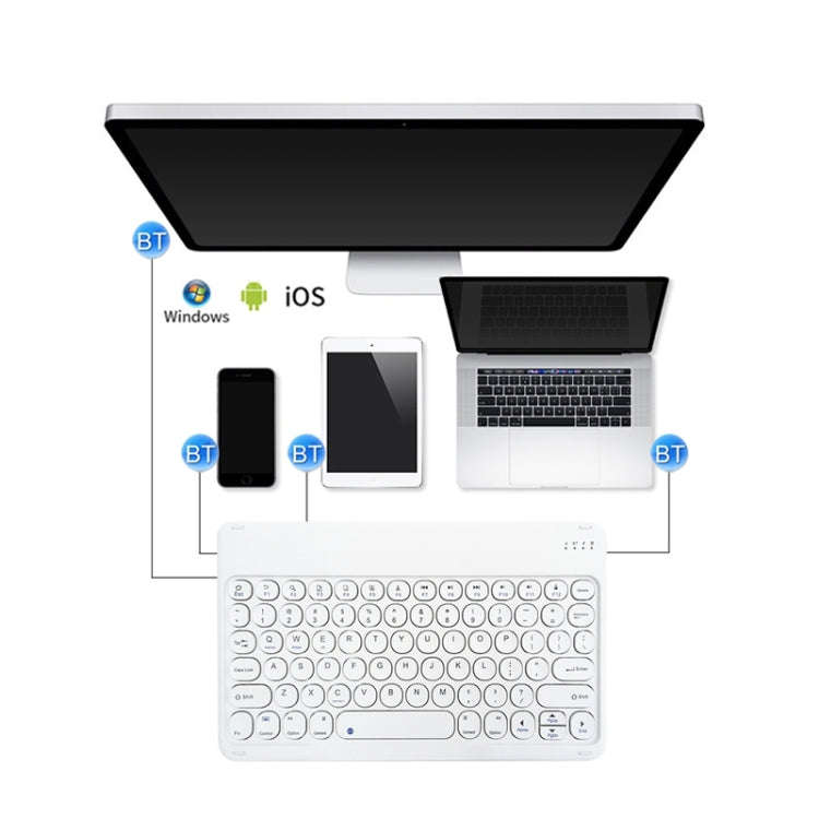 X3 10 inch Universal Tablet Round Keycap Wireless Bluetooth Keyboard (White)