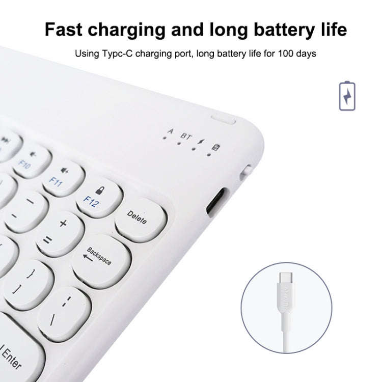 X3 10 inch Universal Tablet Round Keycap Wireless Bluetooth Keyboard (White)