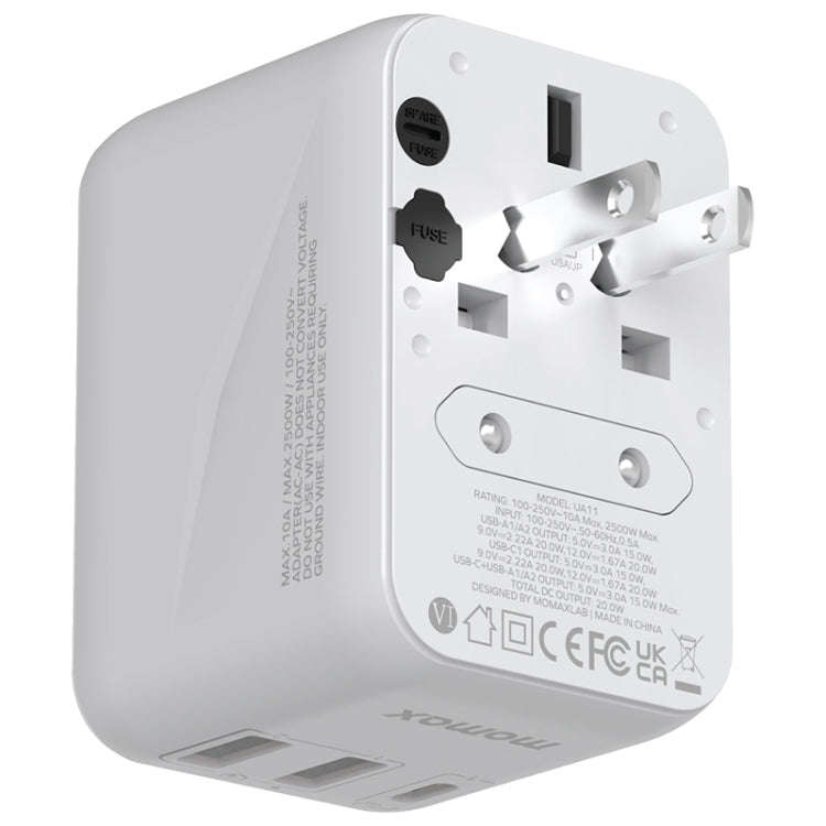 MOMAX UA11 1-World 20W PD Global Travel Fast Charger Power Adapter(White)