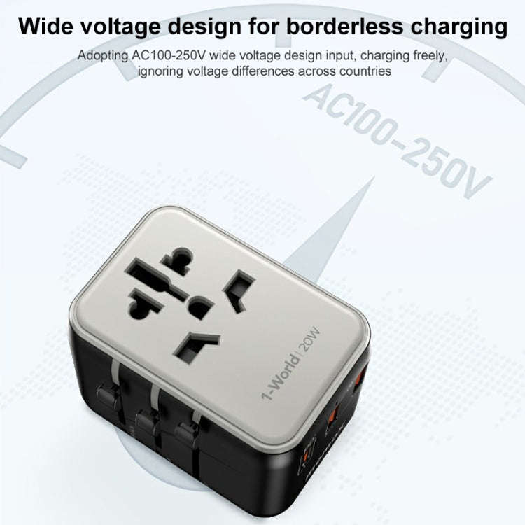 MOMAX UA11 1-World 20W PD Global Travel Fast Charger Power Adapter(White)