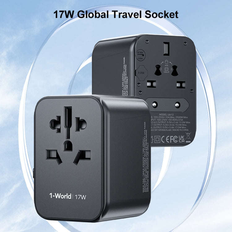 MOMAX UA12 1-World 17W Global Travel Fast Charger Power Adapter