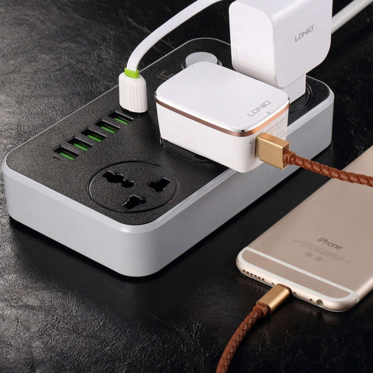 LDNIO SC3604 6 x USB Ports Multi-function Travel Home Office Socket, Cable Length: 2m, UK Plug