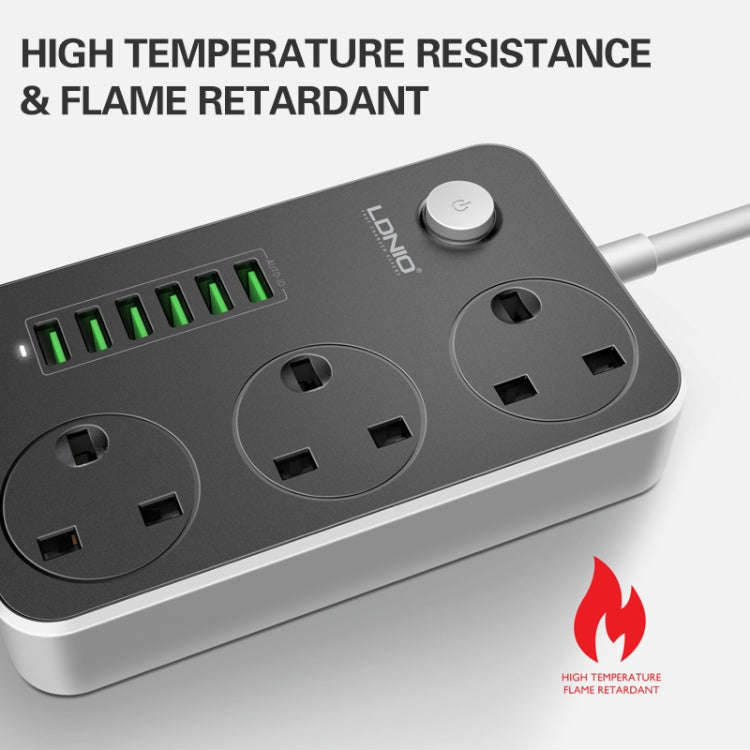 LDNIO SC3604 6 x USB Ports Multi-function Travel Home Office Socket, Cable Length: 2m, UK Plug