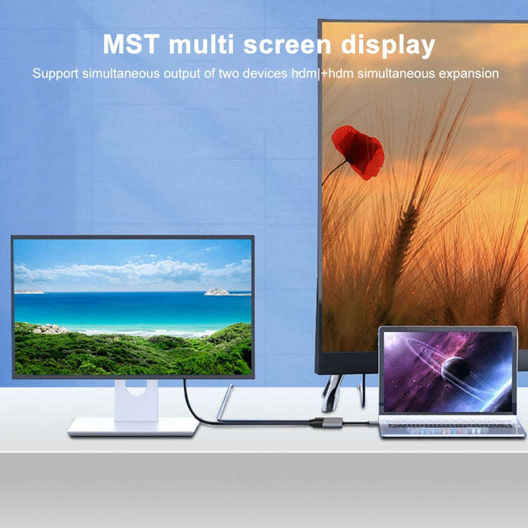 4 in 1 Multifunction USB-C / Type-C to PD USB-C / Type-C +USB 3.0+Dual HDMI HUB Docking Station (...