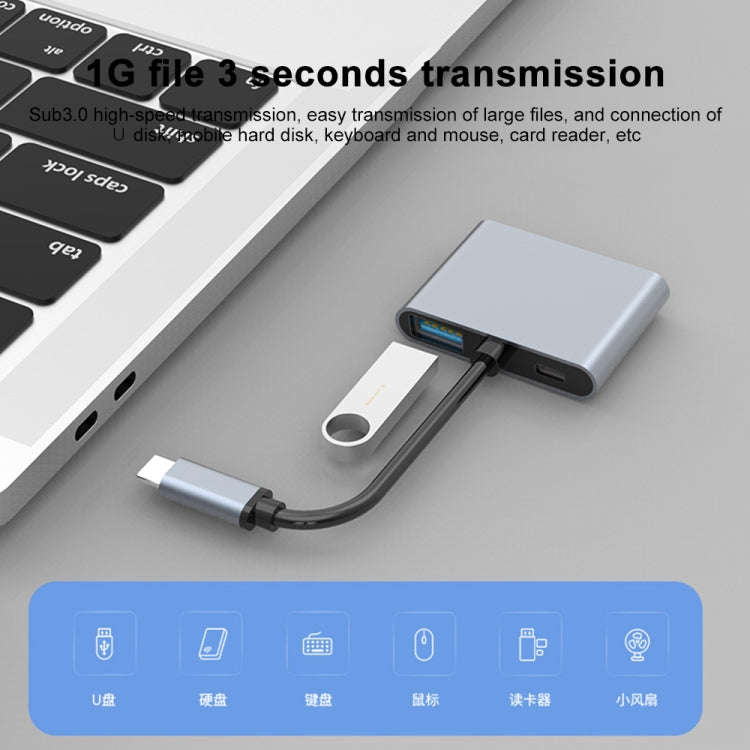 4 in 1 Multifunction USB-C / Type-C to PD USB-C / Type-C +USB 3.0+Dual HDMI HUB Docking Station (...