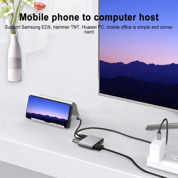 4 in 1 Multifunction USB-C / Type-C to PD USB-C / Type-C +USB 3.0+Dual HDMI HUB Docking Station (...