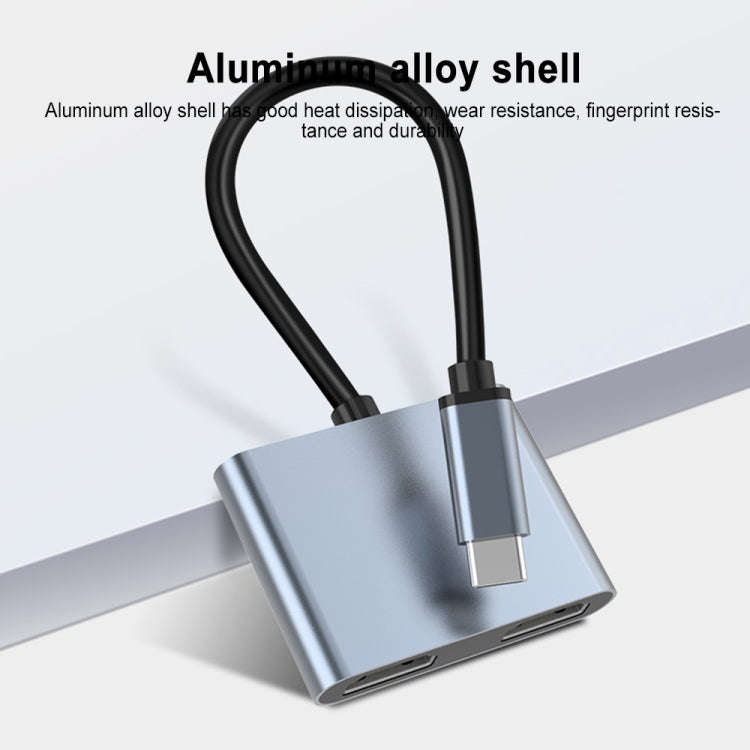 2 in 1 Multifunction USB-C / Type-C to Dual HDMI HUB Docking Station (Grey)