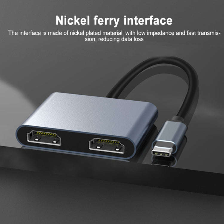 2 in 1 Multifunction USB-C / Type-C to Dual HDMI HUB Docking Station (White)