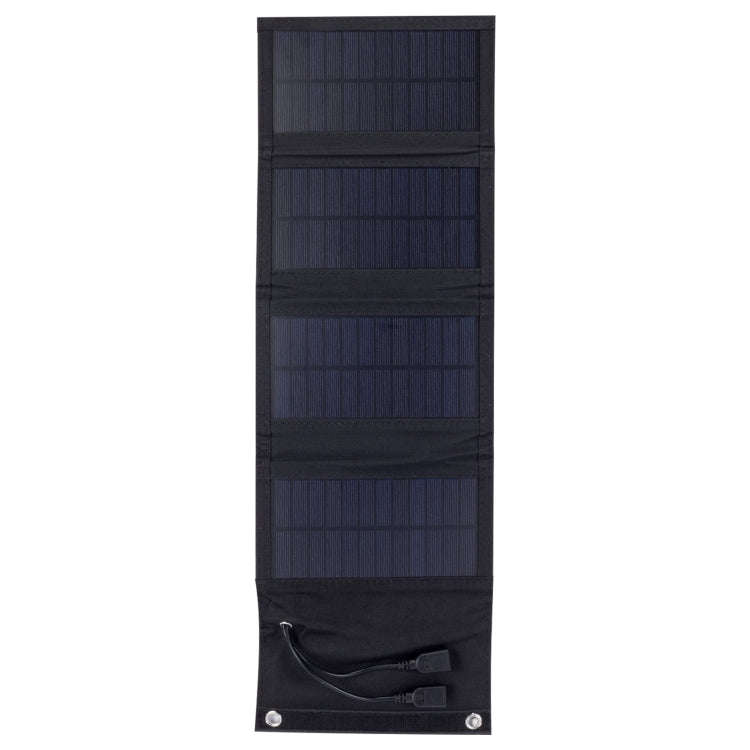 7W Monocrystalline Silicon Foldable Solar Panel Outdoor Charger with 5V Dual USB Ports (Black)
