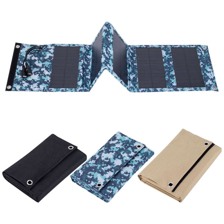 10W Monocrystalline Silicon Foldable Solar Panel Outdoor Charger with 5V Dual USB Ports (Black)