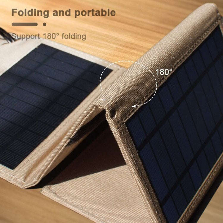10W Monocrystalline Silicon Foldable Solar Panel Outdoor Charger with 5V Dual USB Ports (Black)
