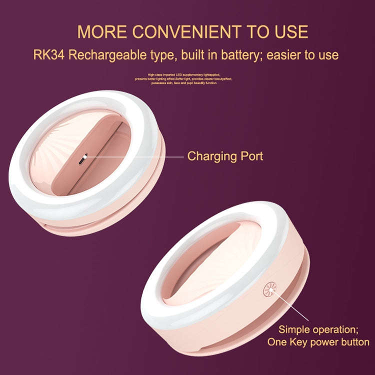 RK34 Rechargeable Beauty Selfie Light Selfie Clip Flash Fill Light (Black)